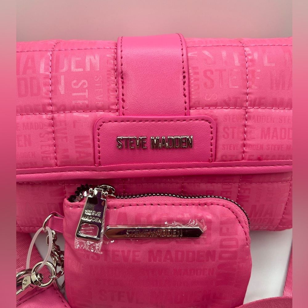 NWT Steve Madden Women’s PINK BPHYRE Quilted Crossbody Bag Set OS - Picture 2 of 13